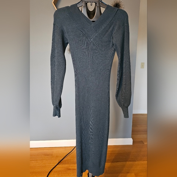 Long dark green cable knit dress Small/Medium - Picture 1 of 3